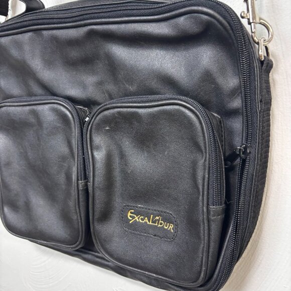 Excalibur Black Faux Leather Shoulder Laptop Bag Organizer Work Briefcase 13x10 - Picture 2 of 4